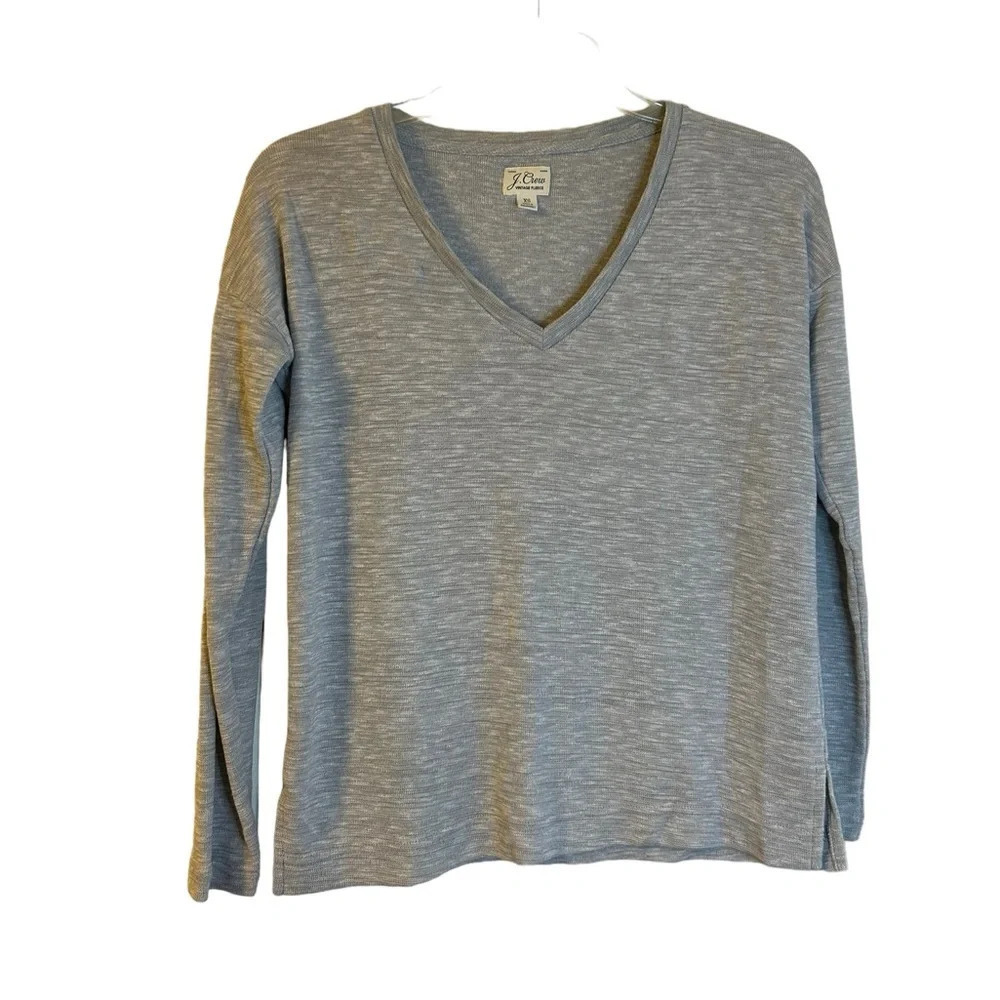 J.Crew Vintage Fleece Gray V-Neck Top
